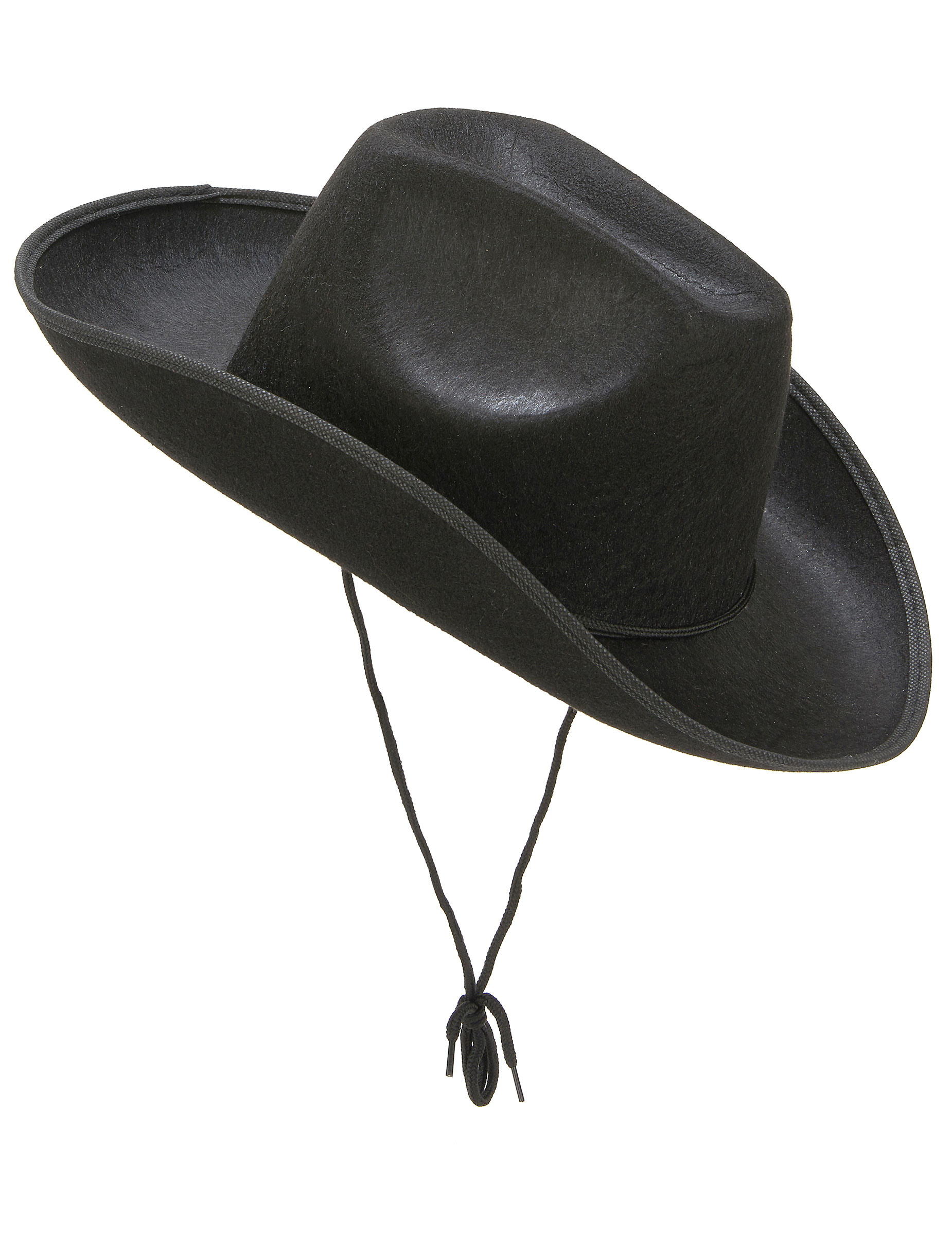 Chapeau cowboy noir adulte avec cordelette