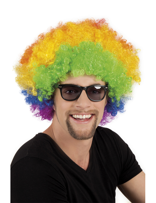 Perruque afro disco clown multicolore volume adulte