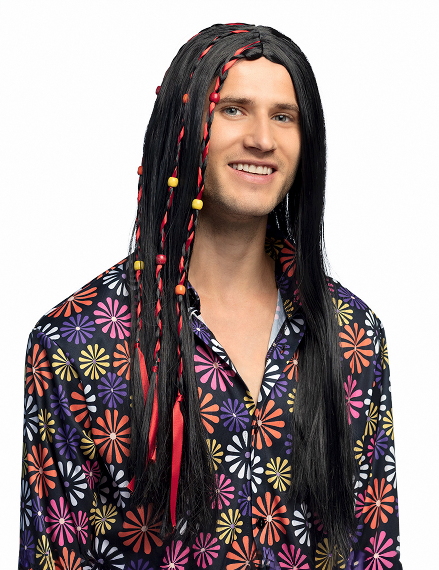 Perruque hippie noire homme