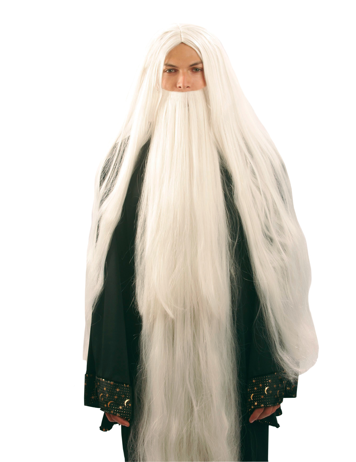 Perruque et barbe de magicien homme