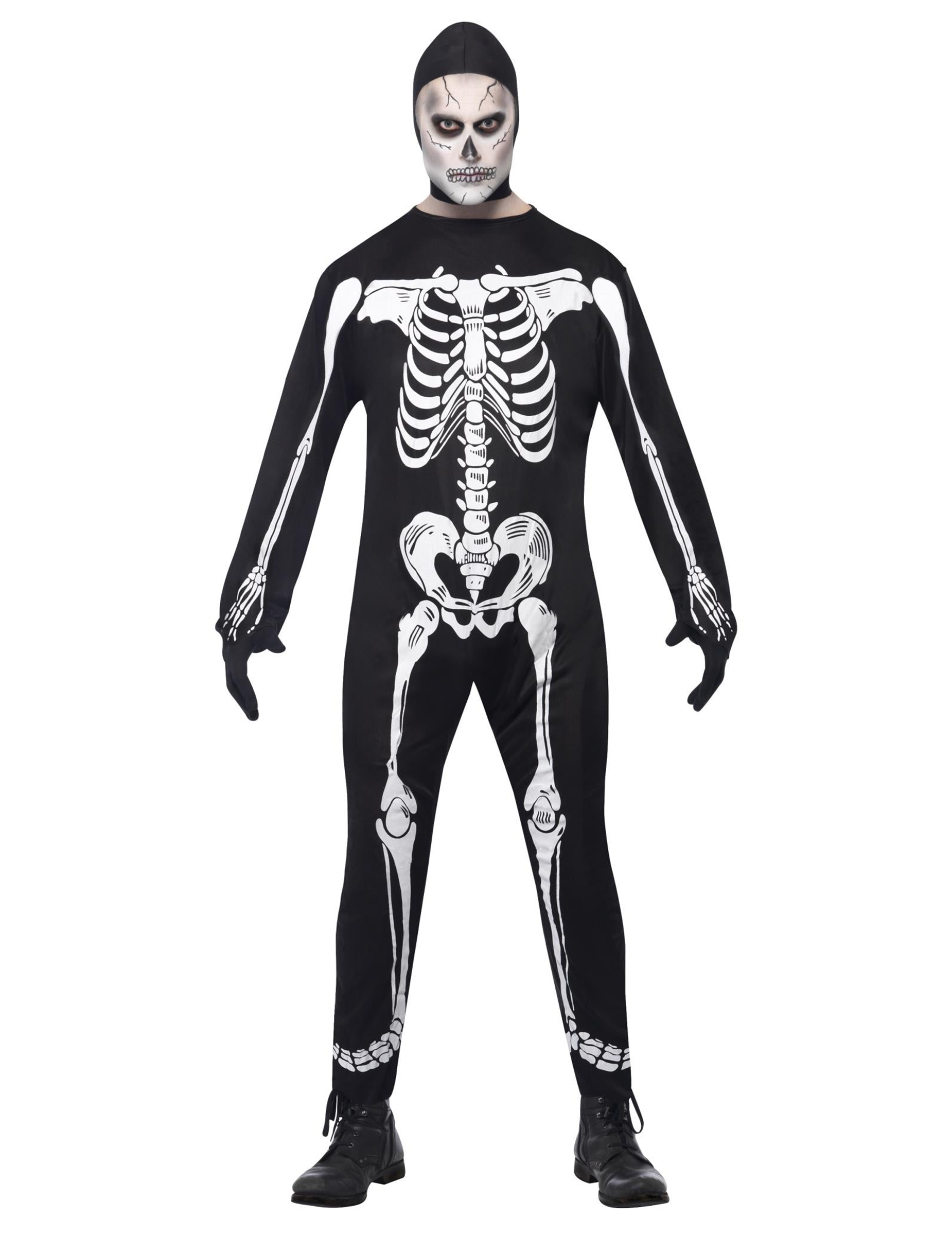 Déguisement squelette homme avec cagoule Halloween