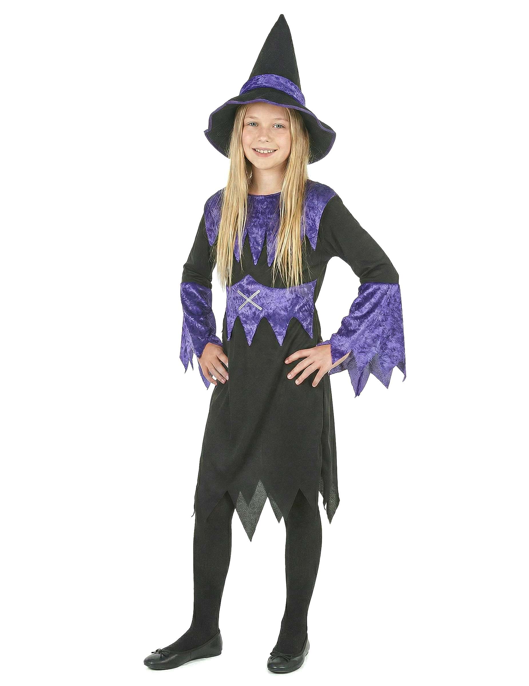 Déguisement violet de sorcière fille Halloween