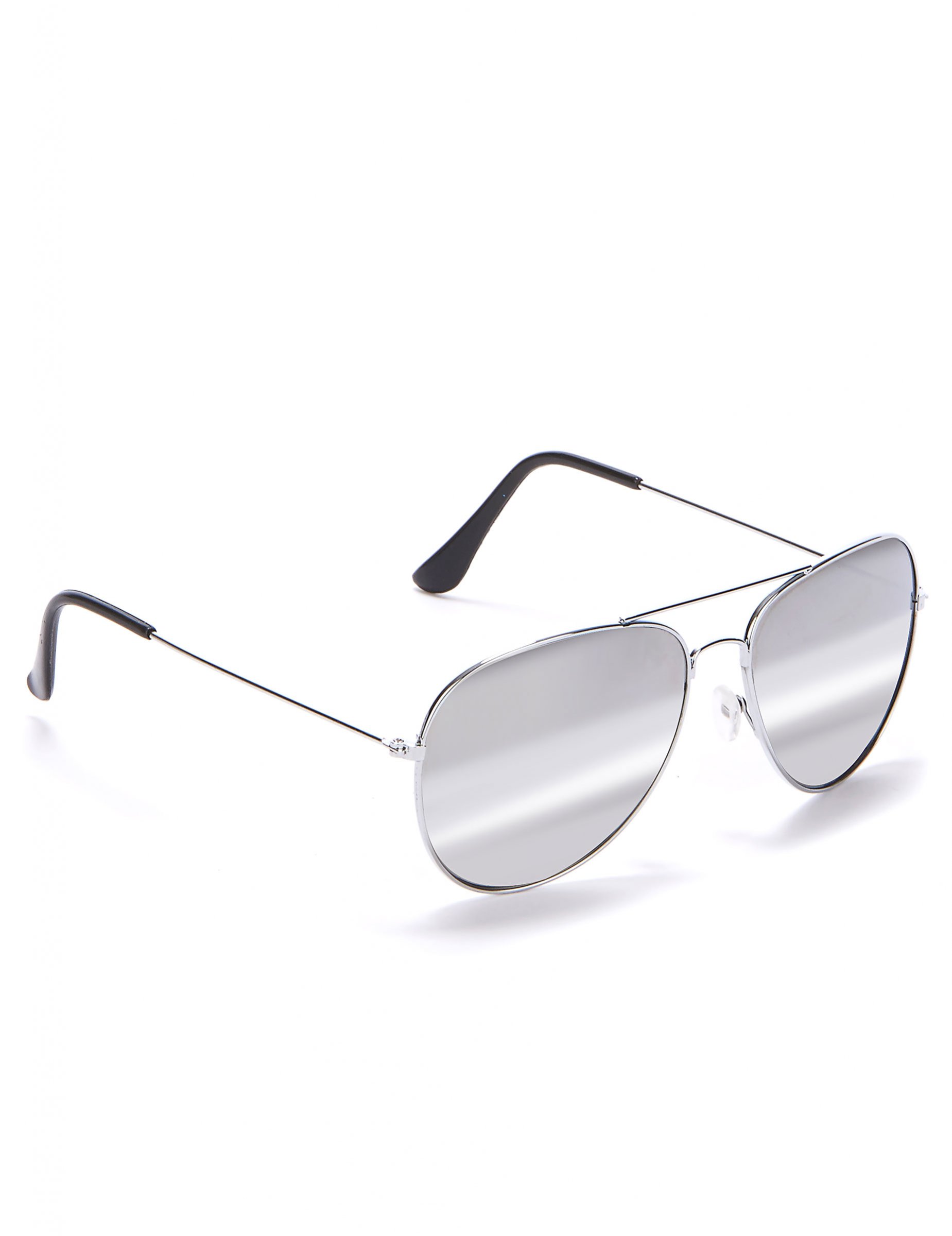 Lunettes noires d'aviateur contour argent adulte