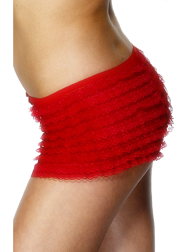 Shorty rouge en dentelle femme