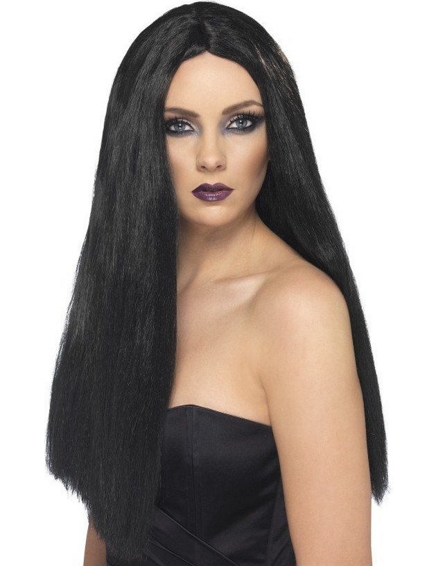 Perruque longue noire femme 60 cm