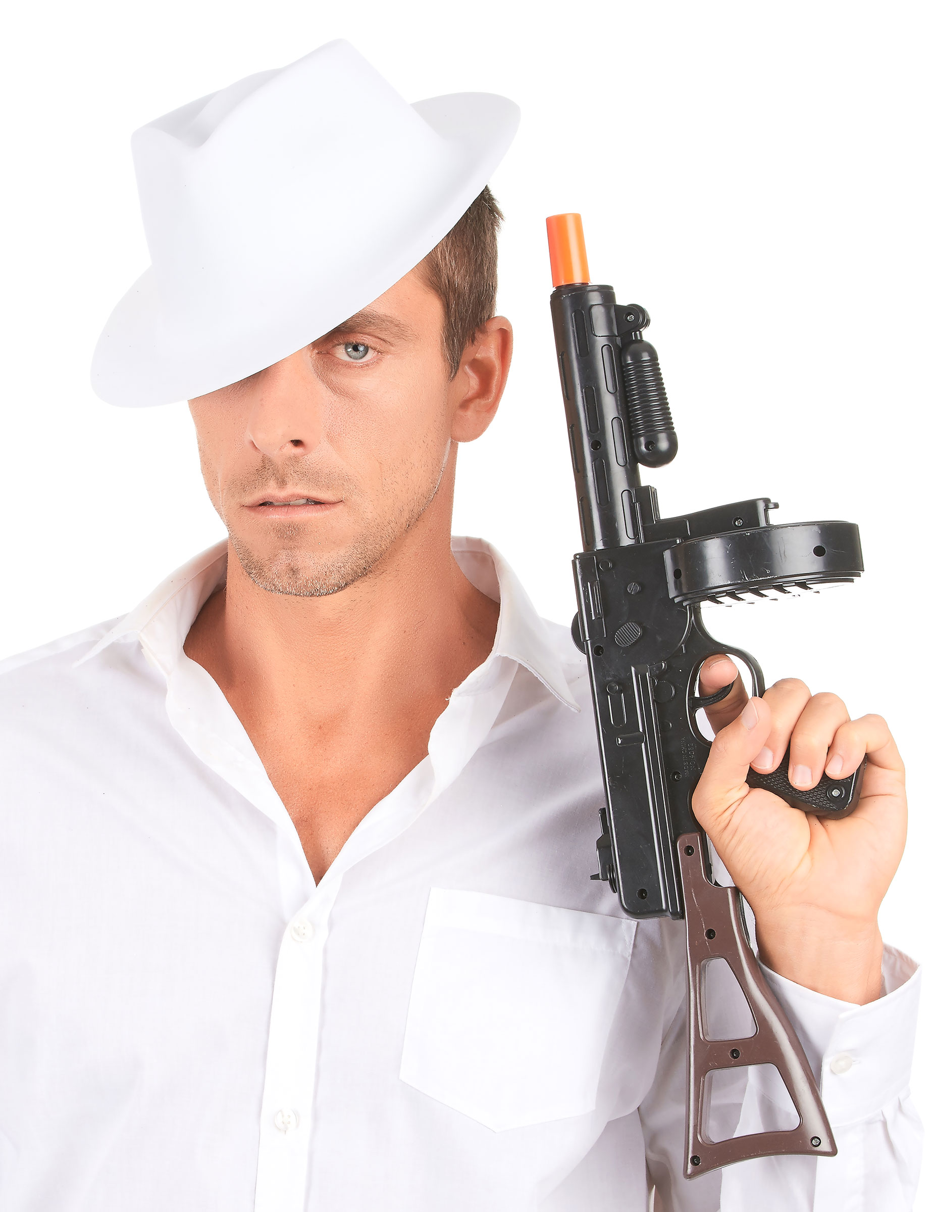 Chapeau de gangster blanc adulte