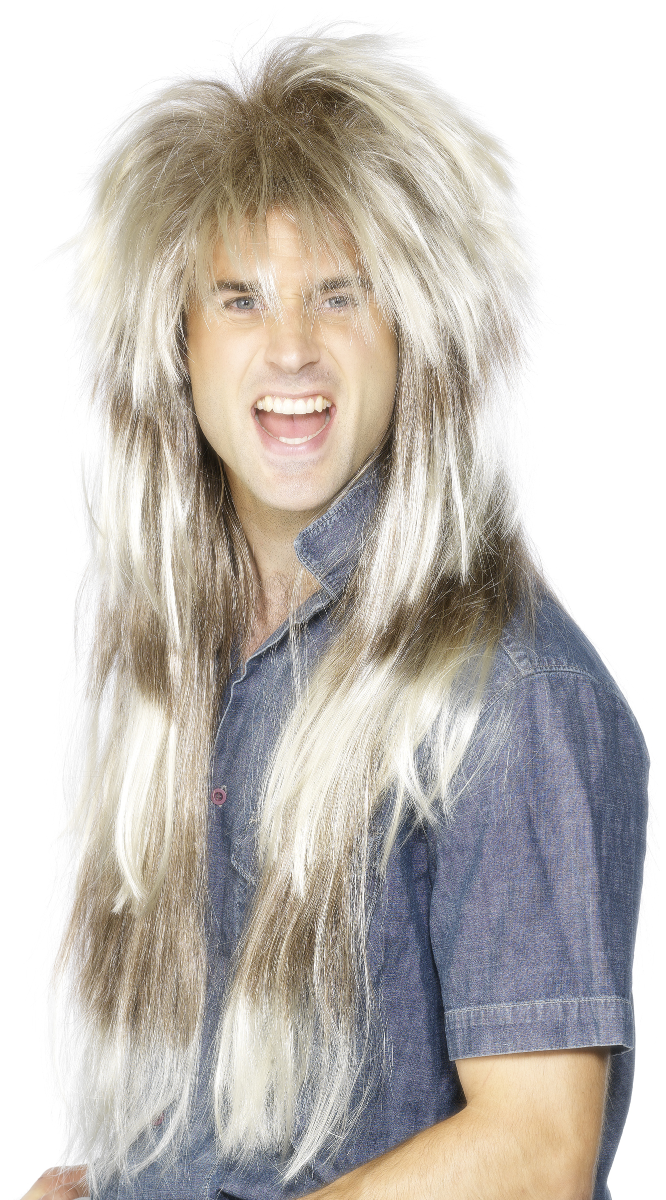 Perruque longue blonde homme