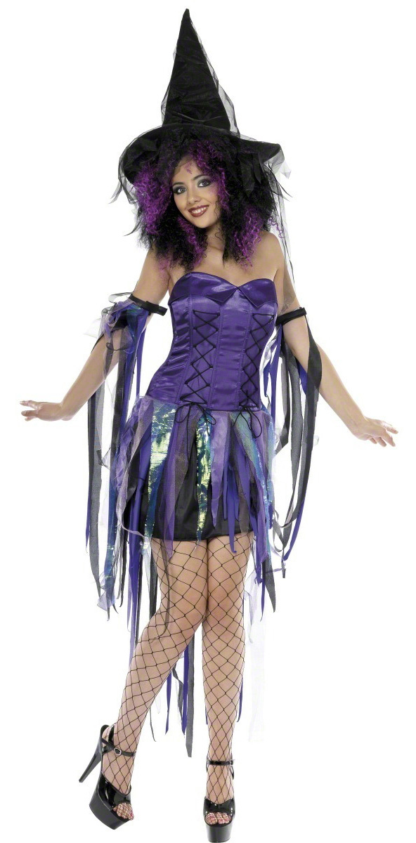 Déguisement violet sorcière femme Halloween