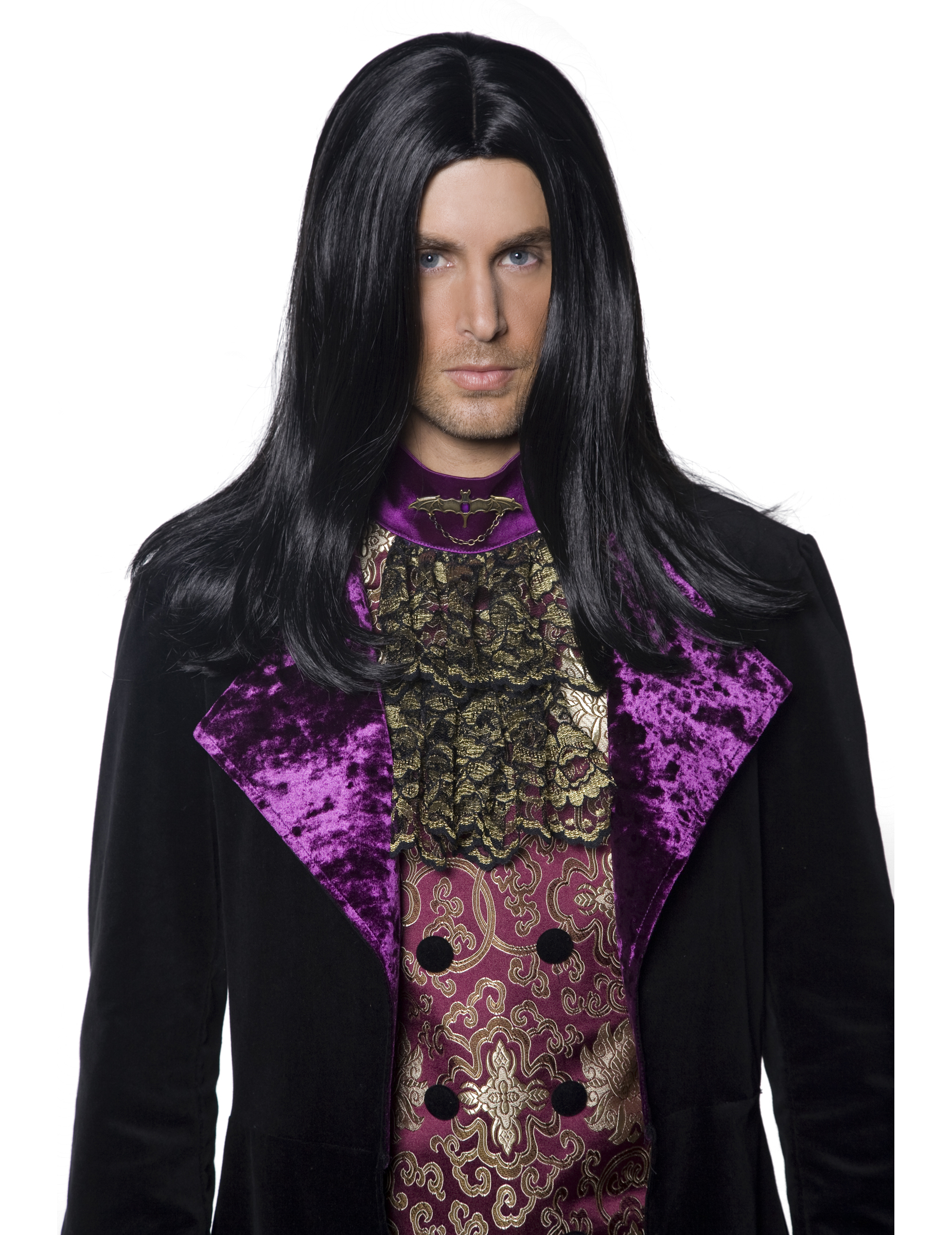 Perruque longue noire homme