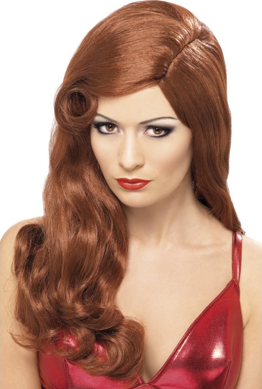 Perruque longue rousse femme