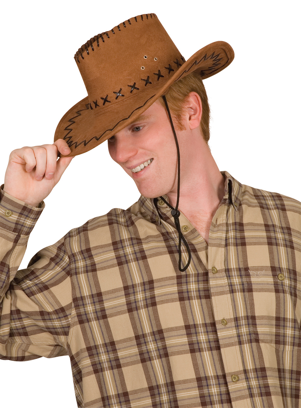Chapeau cowboy marron avec liens adulte