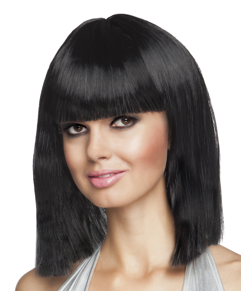Perruque carré mi-long noire femme