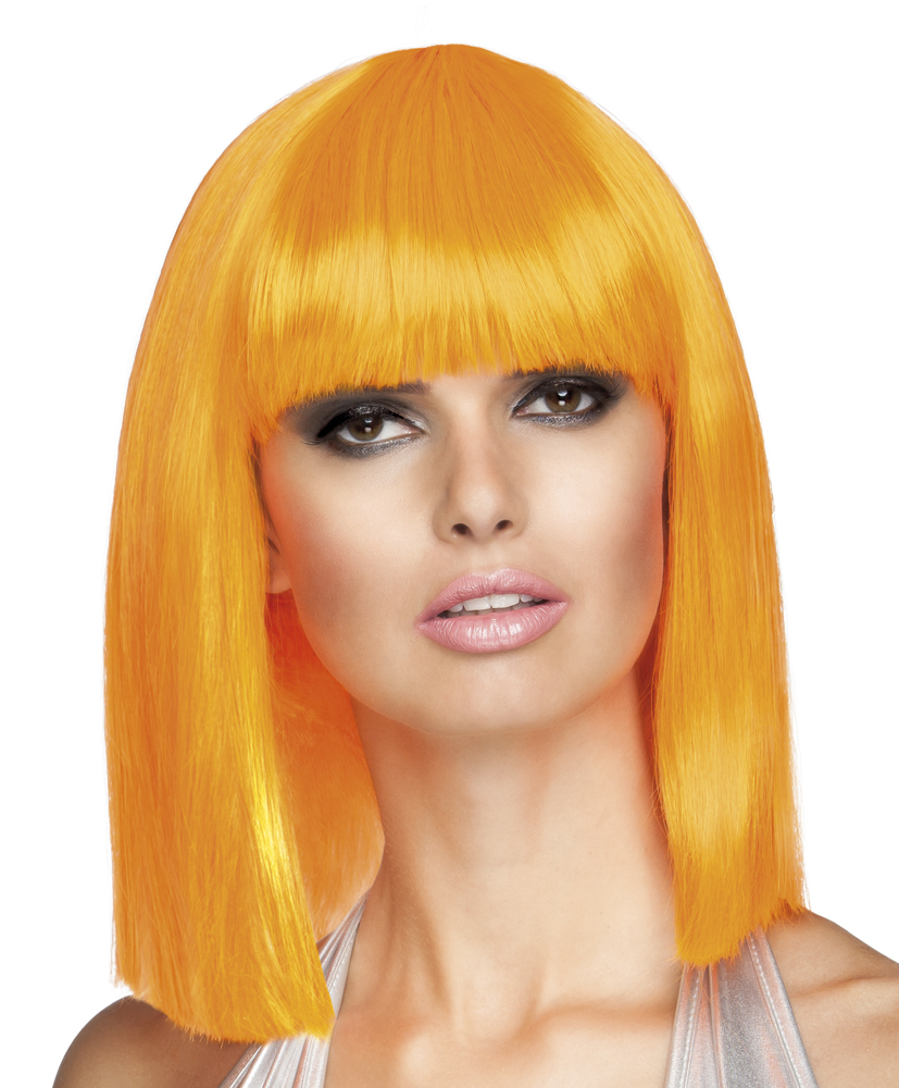 Perruque carré mi-long orange femme