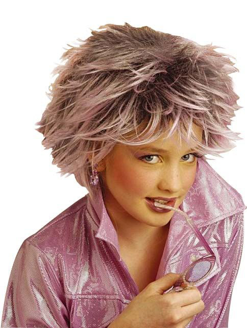 Perruque mèches violettes fille