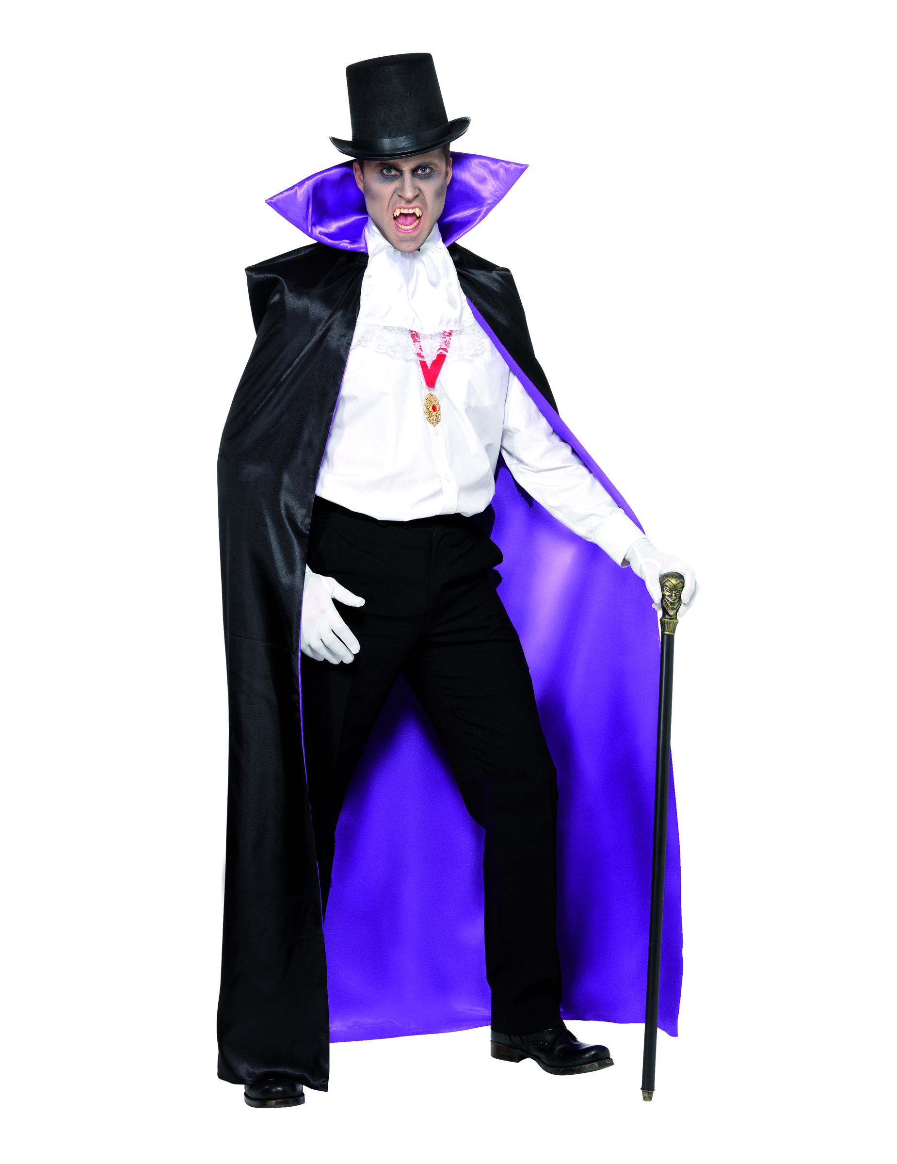 Cape réversible vampire violette ou noire adulte Halloween