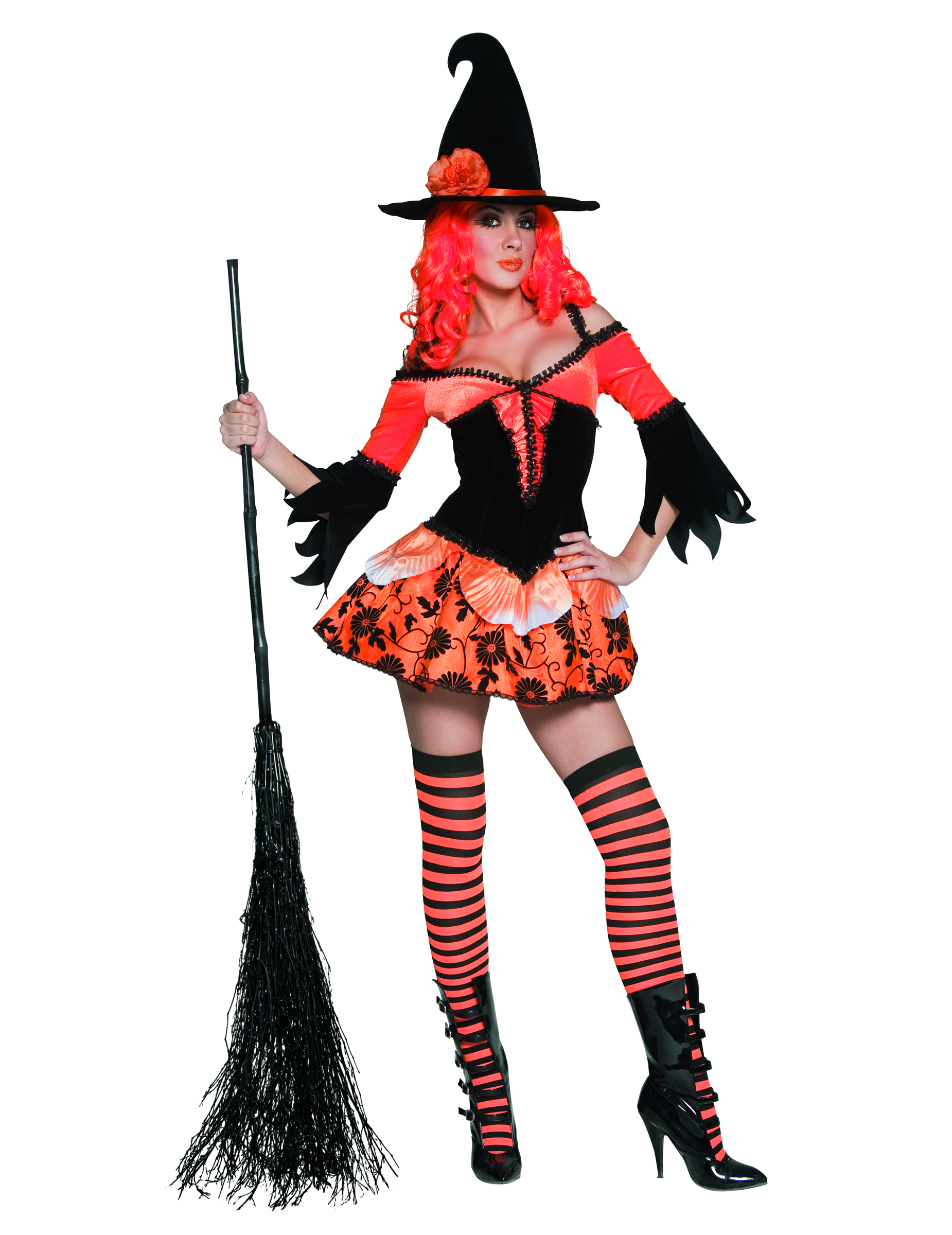 Déguisement sorcière orange sexy femme Halloween