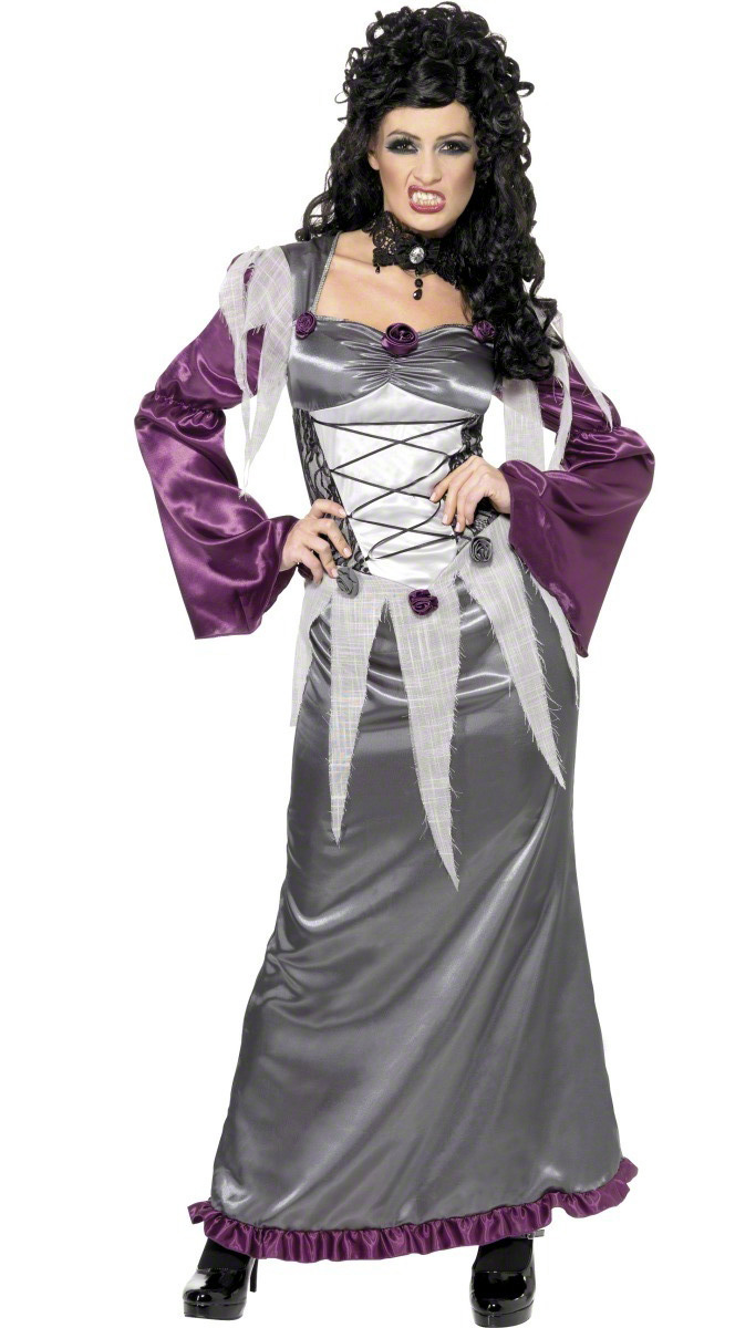 Déguisement vampire gris et violet femme Halloween