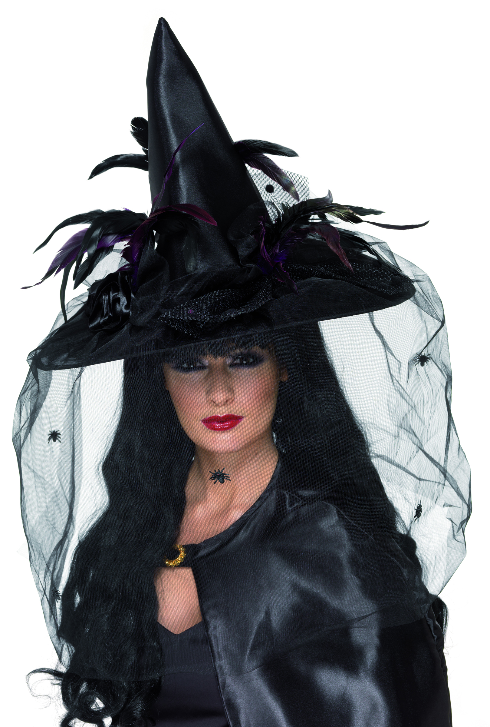Chapeau sorcière noir luxe femme Halloween