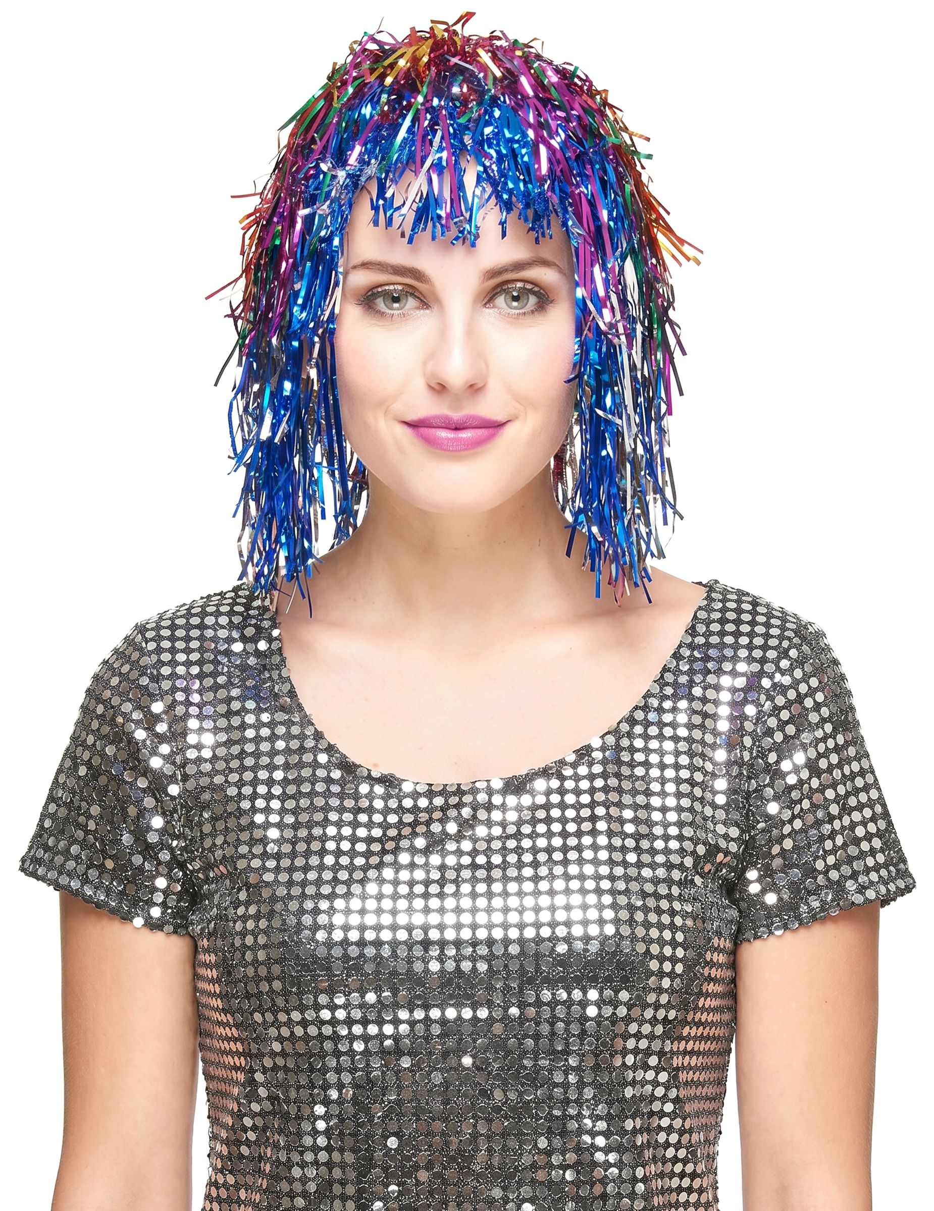 Perruque multicolore métallique adulte