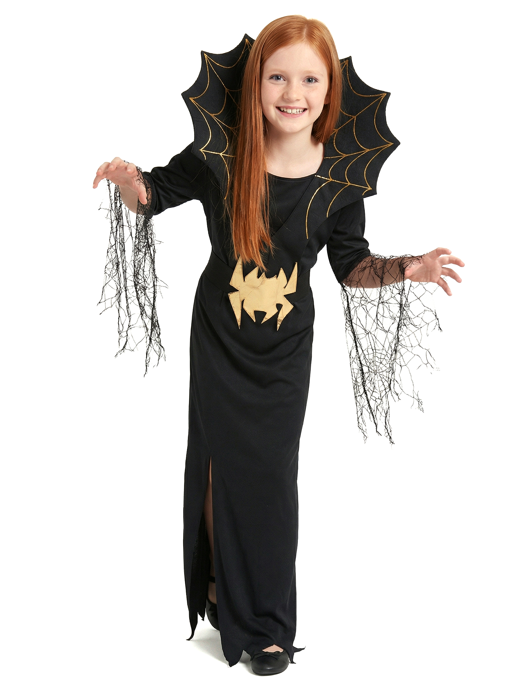 Déguisement sorcière araignée dorée fille Halloween