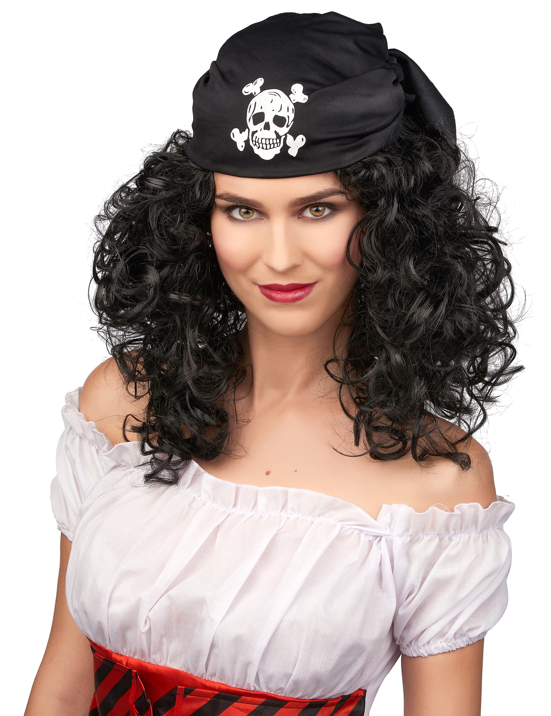 Perruque brune de pirate femme