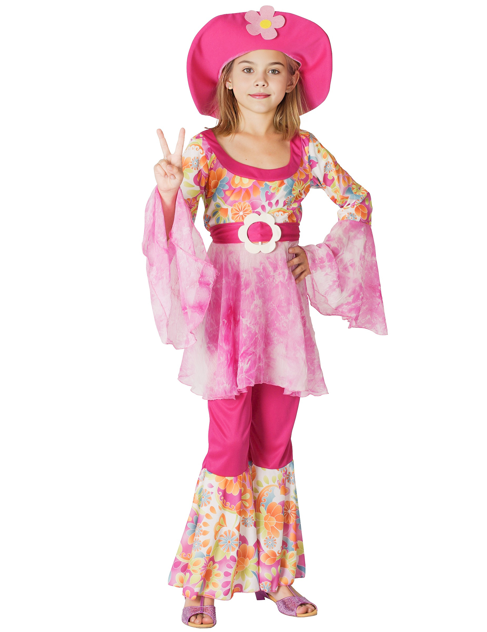 Déguisement hippie rose fille