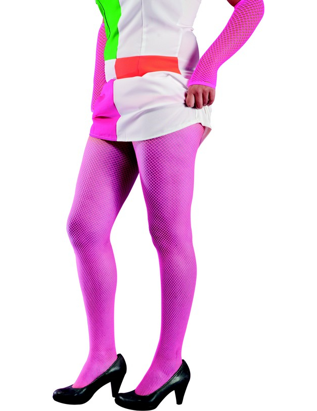 Collants résilles rose fluo femme