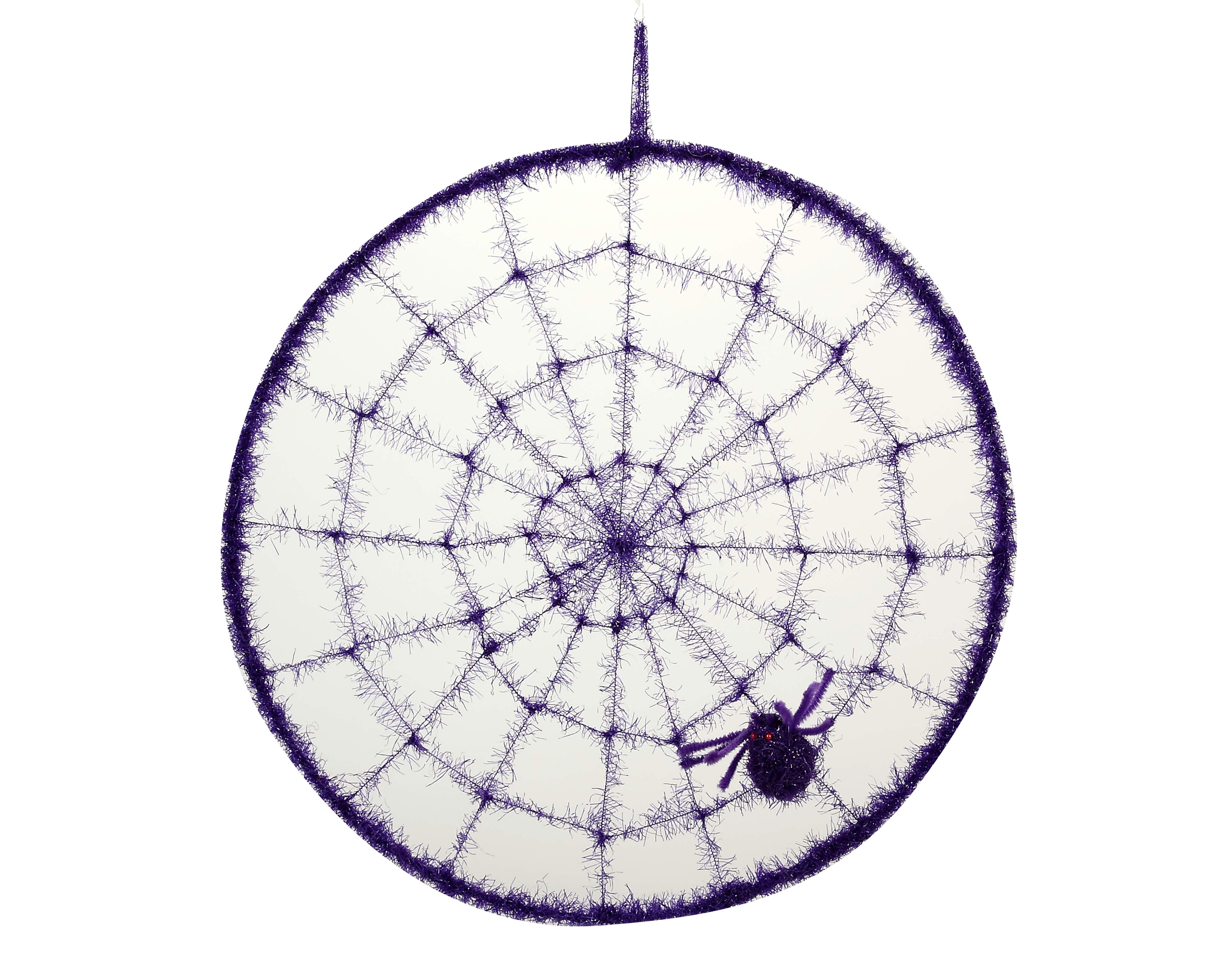 Toile d'araignée violette avec une araignée en cercle