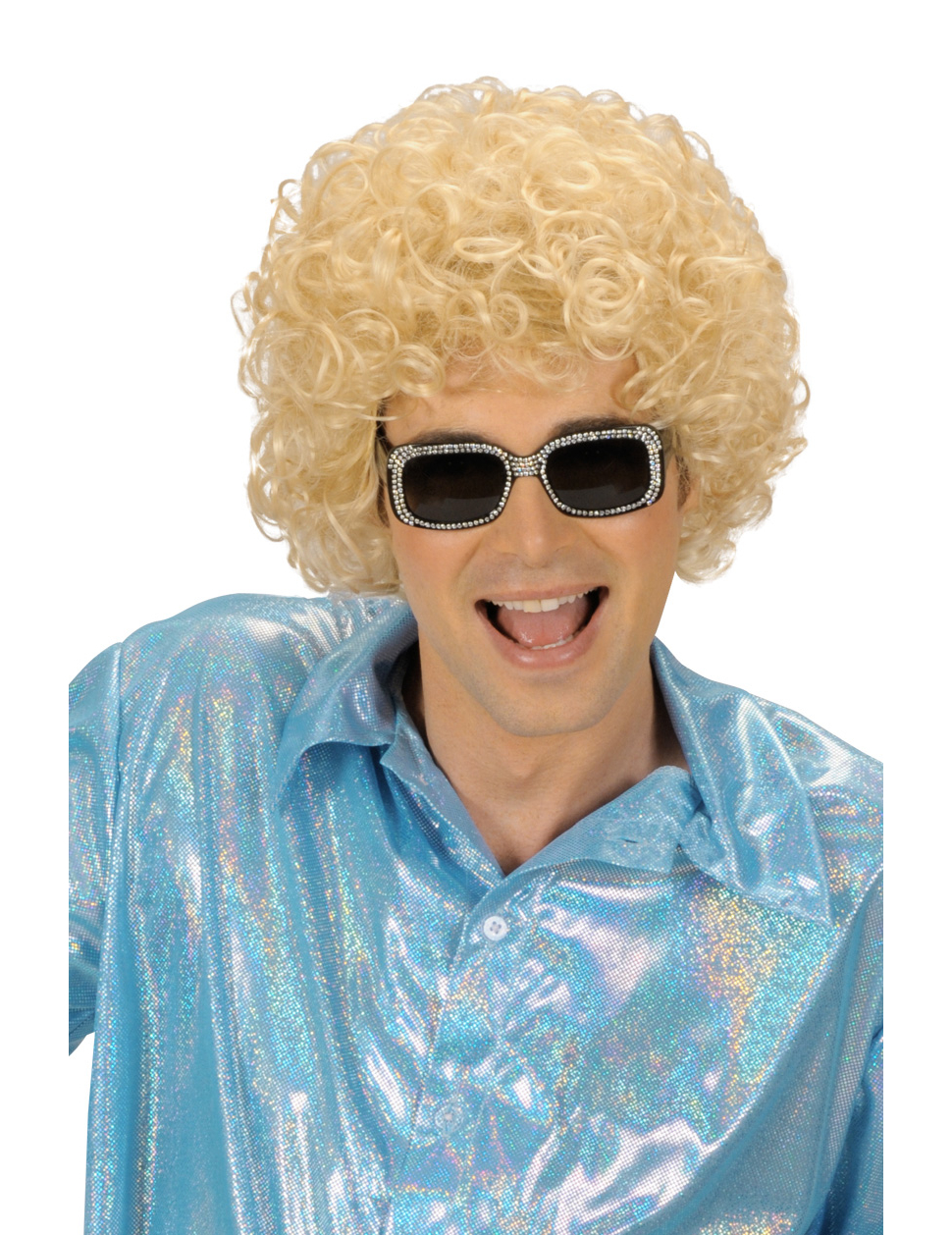 Perruque bouclée blonde homme