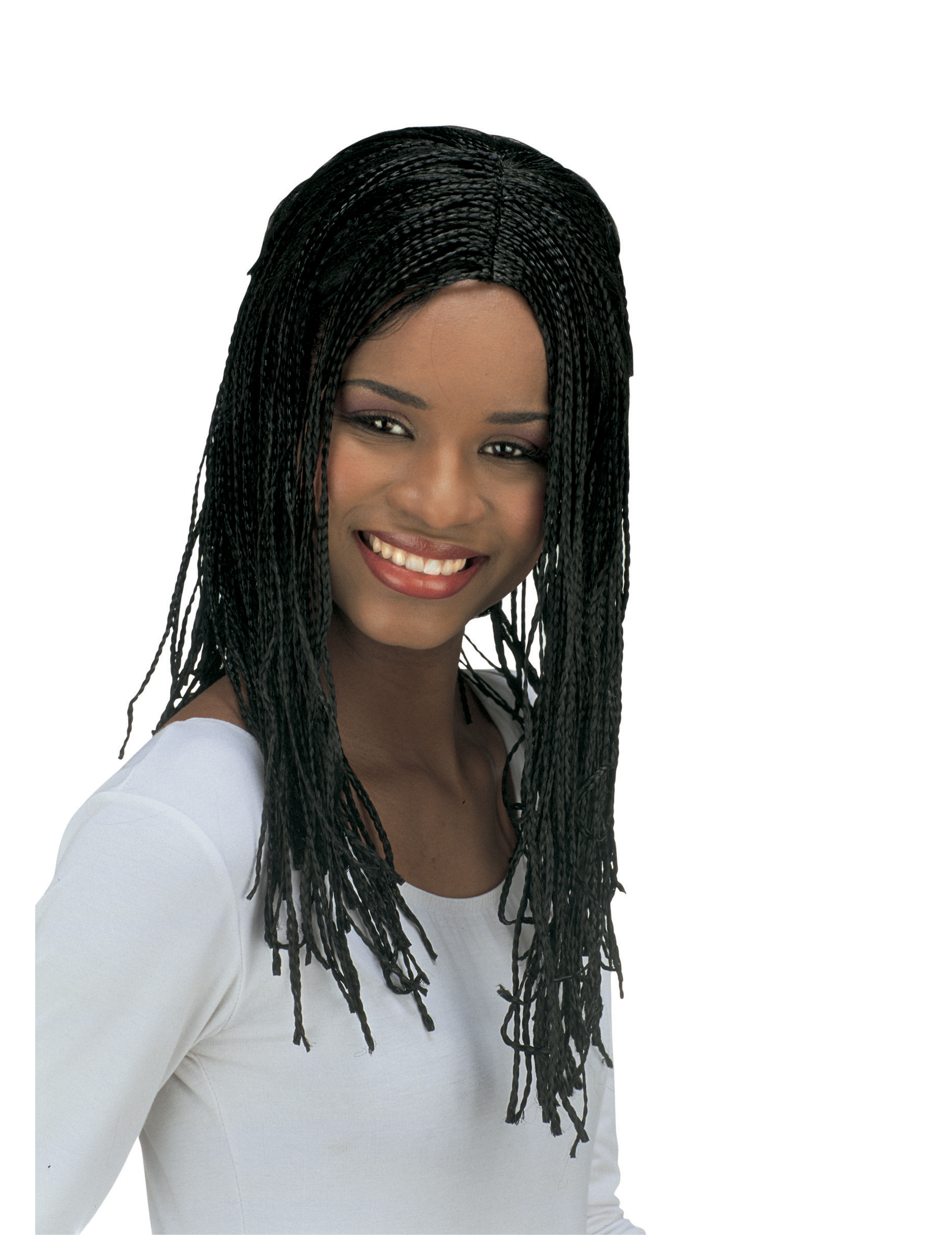 Perruque noire avec tresses femme