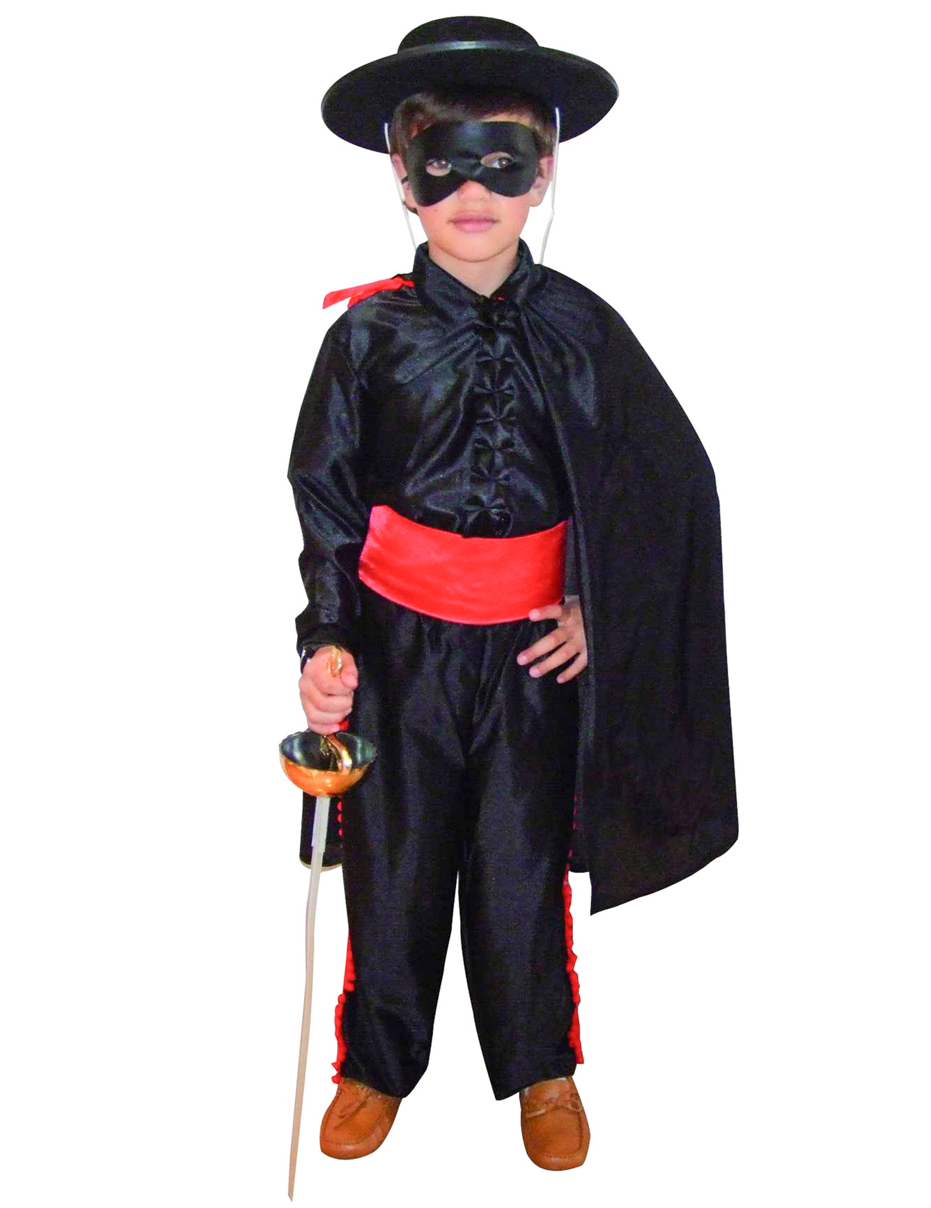 Déguisement justicier masqué noir effet satin garçon