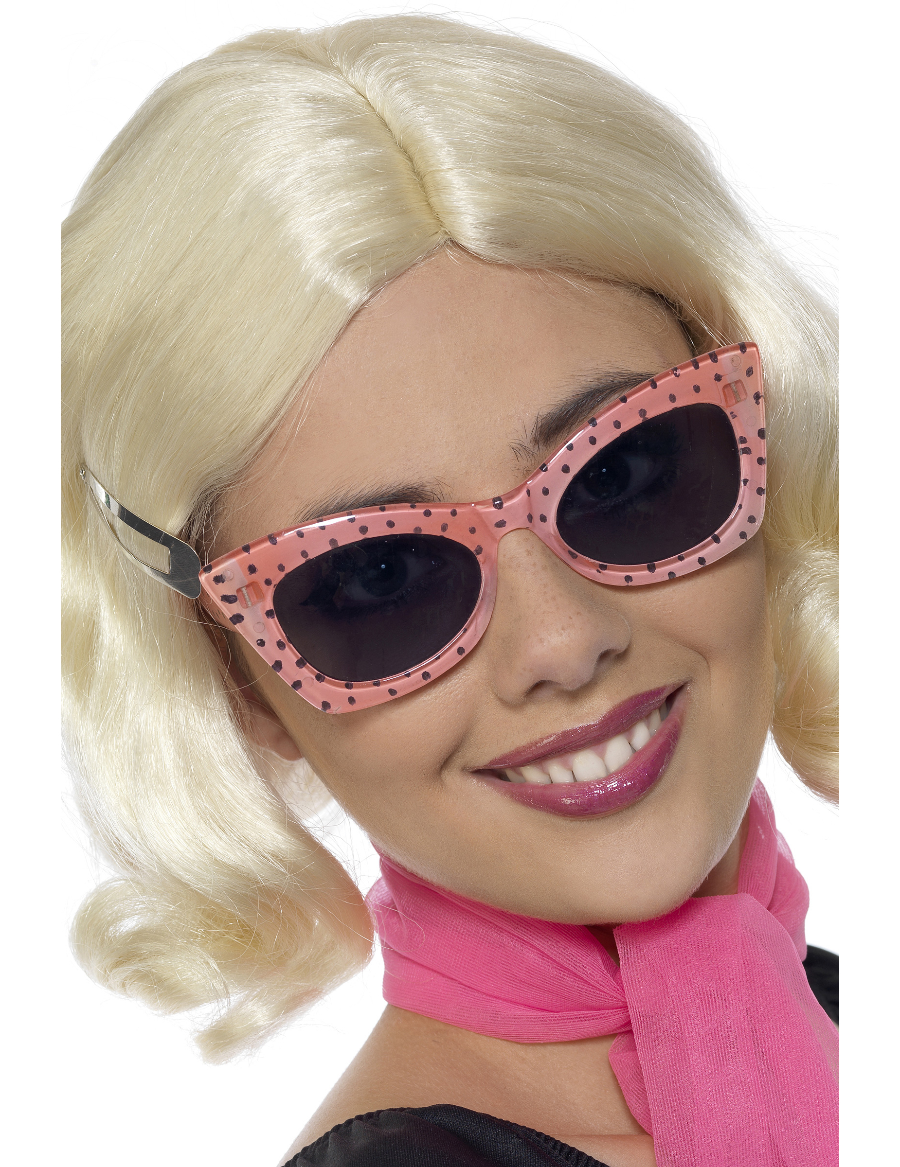 Lunettes roses à pois noirs adulte