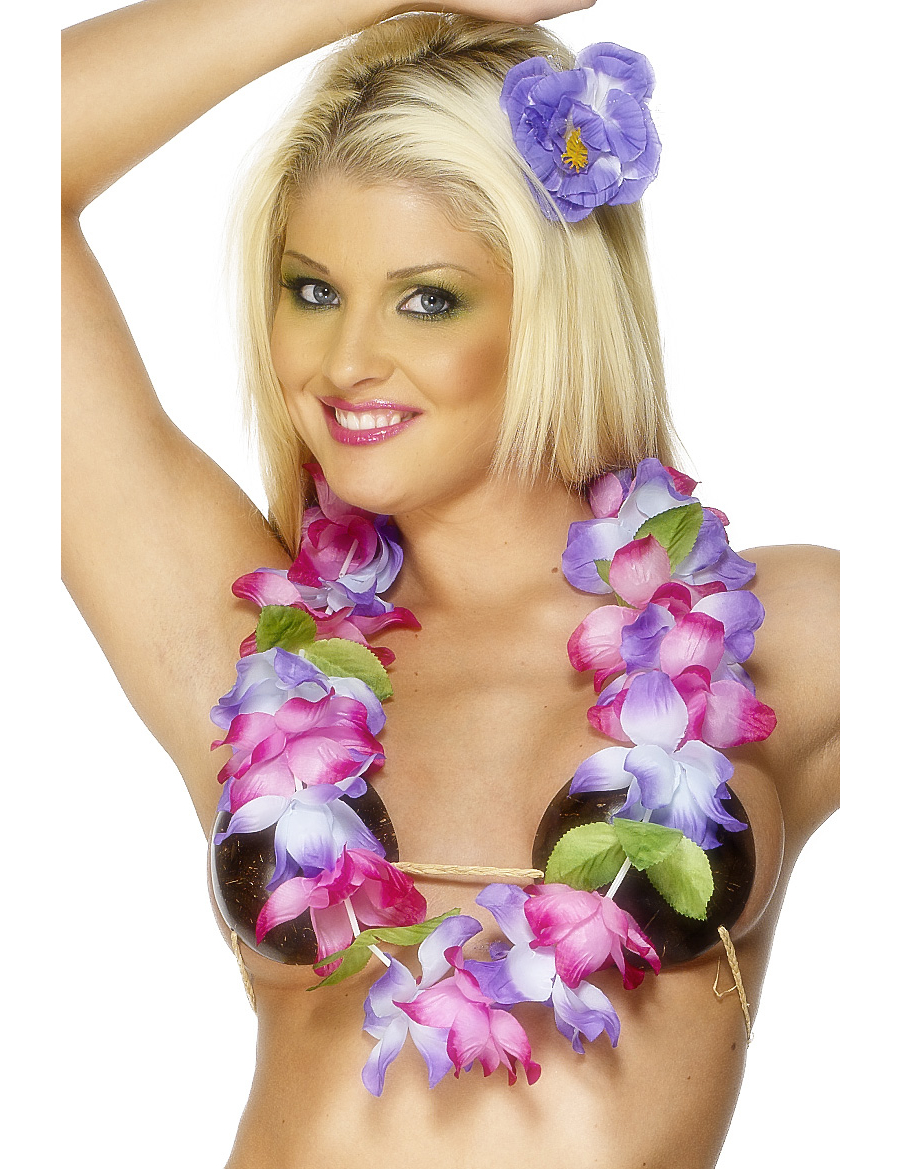 Collier rose et violet  Hawaï