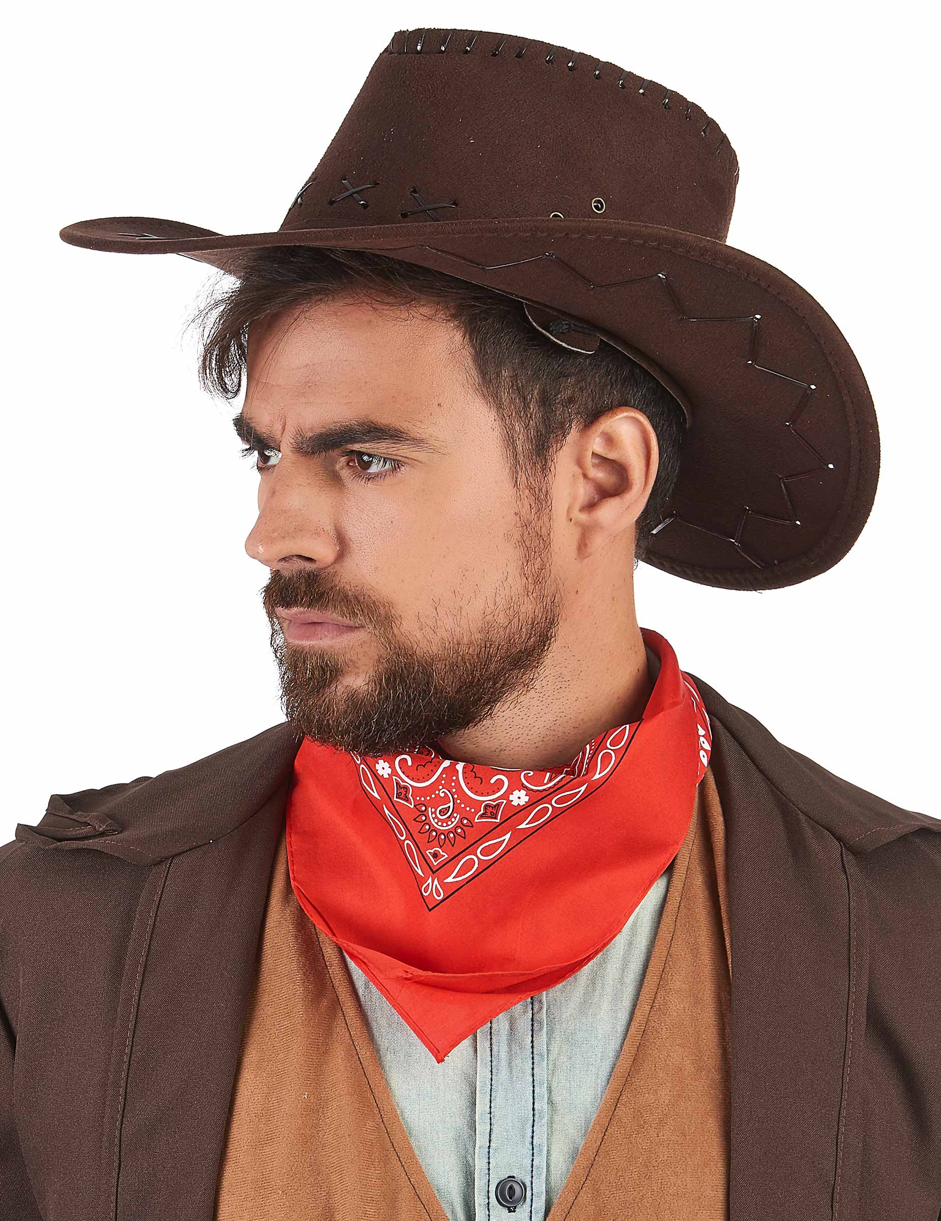 Chapeau cowboy marron effet suédé adulte