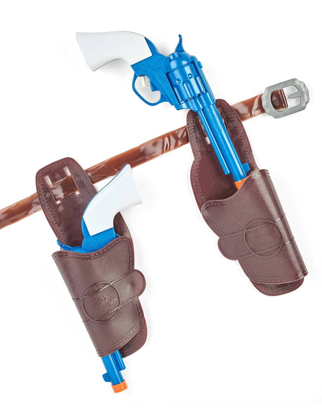 Pistolets cowboy en plastique avec étuis