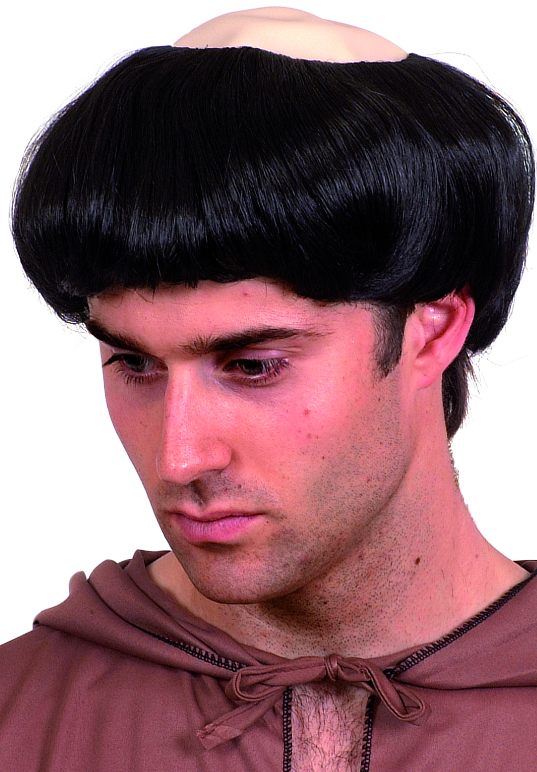 Perruque moine noire homme