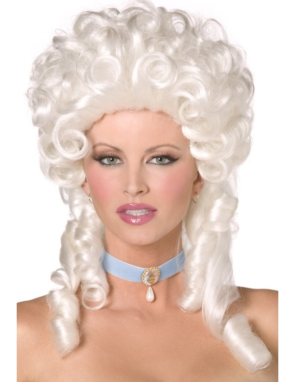 Perruque bouclée baroque blanche femme