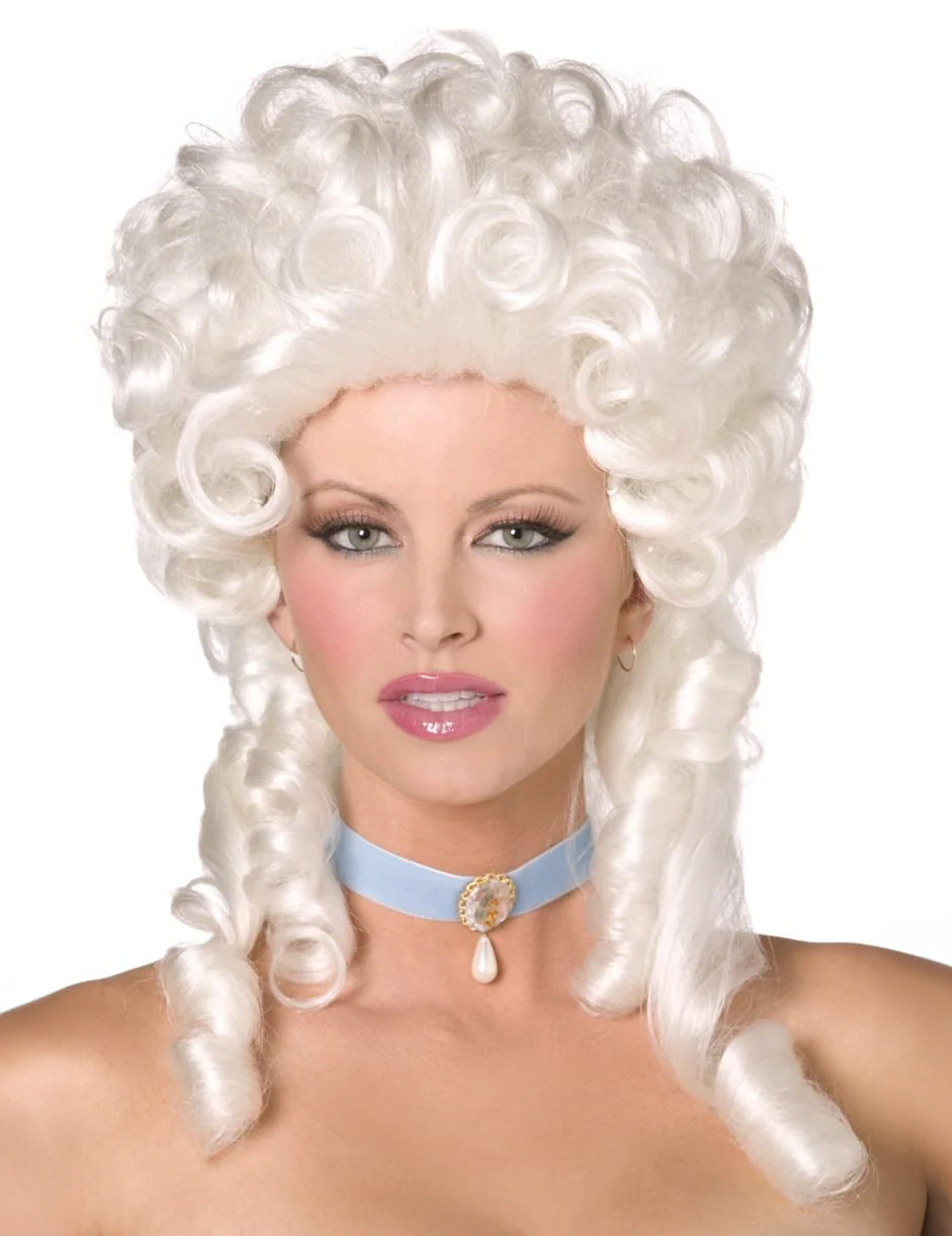 Perruque bouclée baroque blanche femme