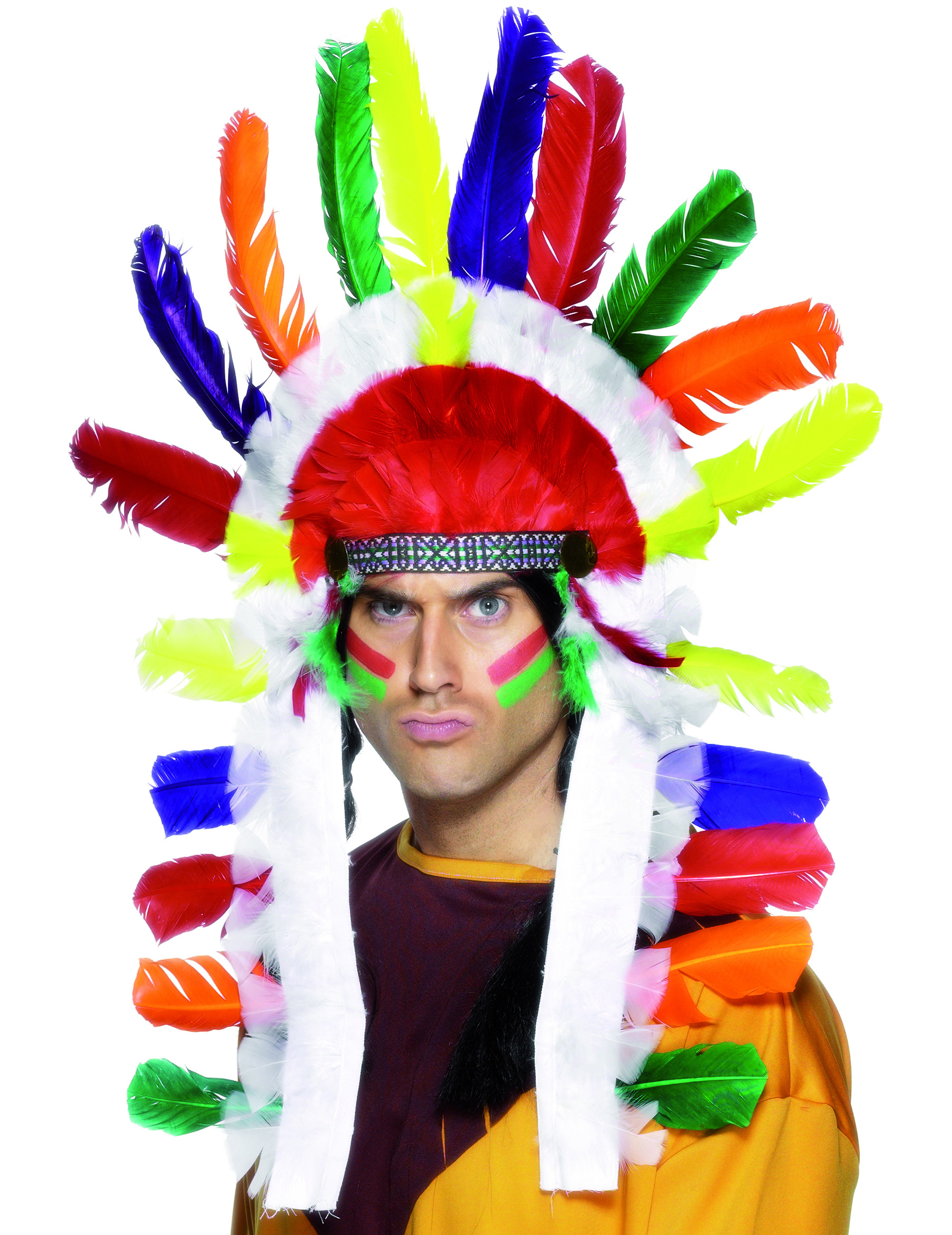 Coiffe d'indien multicolore adulte