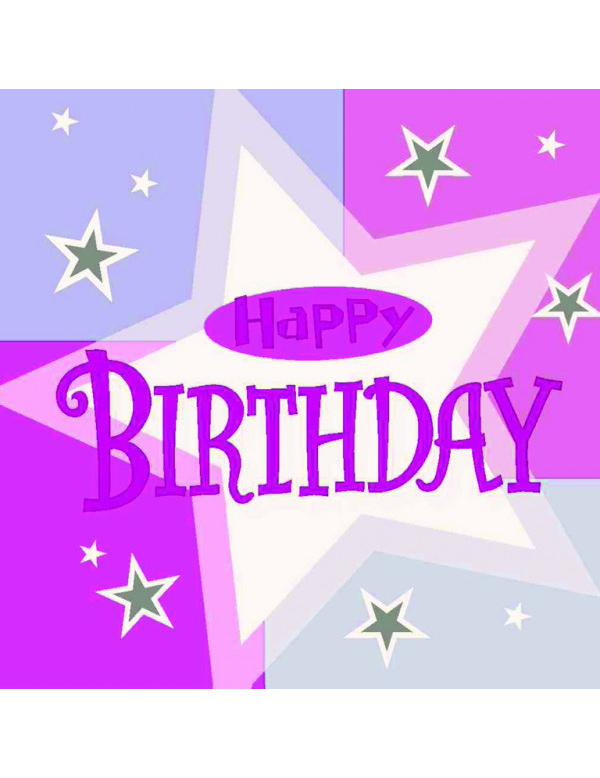 16 Serviettes en papier Happy Birthday étoile 33 x 33 cm