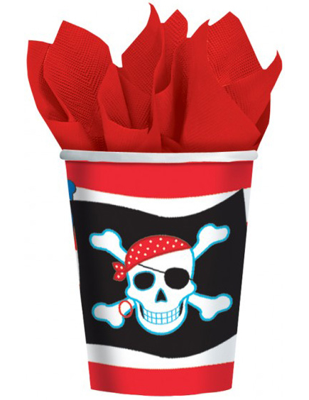 8 Gobelets en carton motif pirate