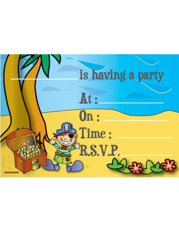 Lot 8 invitations pirate
