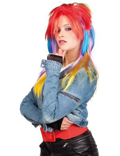 Perruque multicolore punk femme
