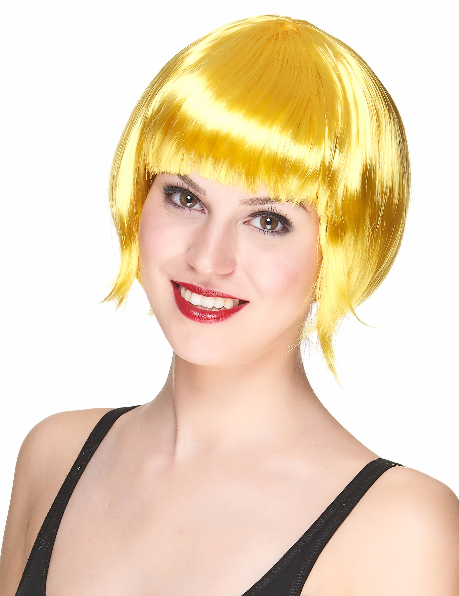 Perruque courte jaune femme