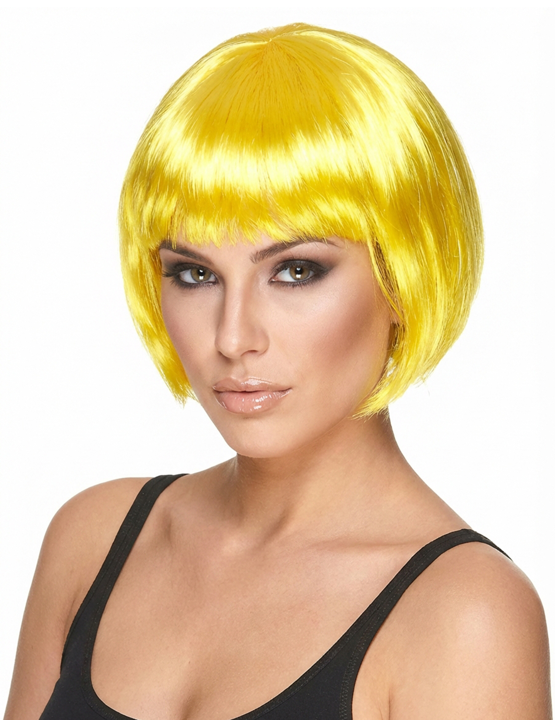 Perruque courte jaune femme