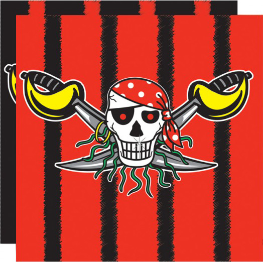 20 Serviettes en papier Pirate rouge et noir 33 x 33 cm