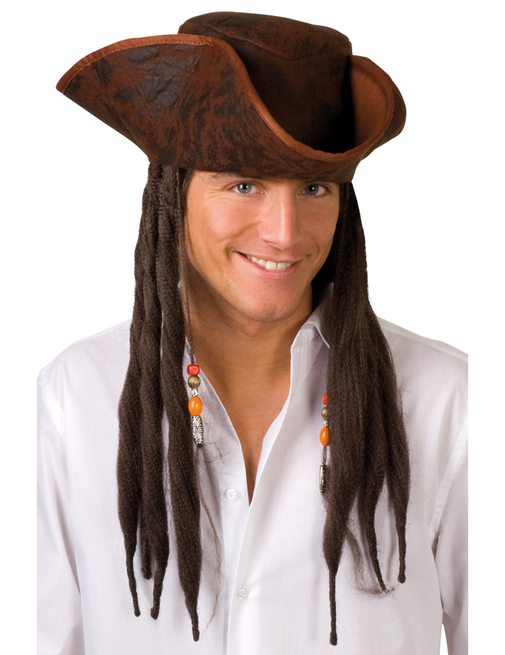 Chapeau tricorne pirate marron adulte