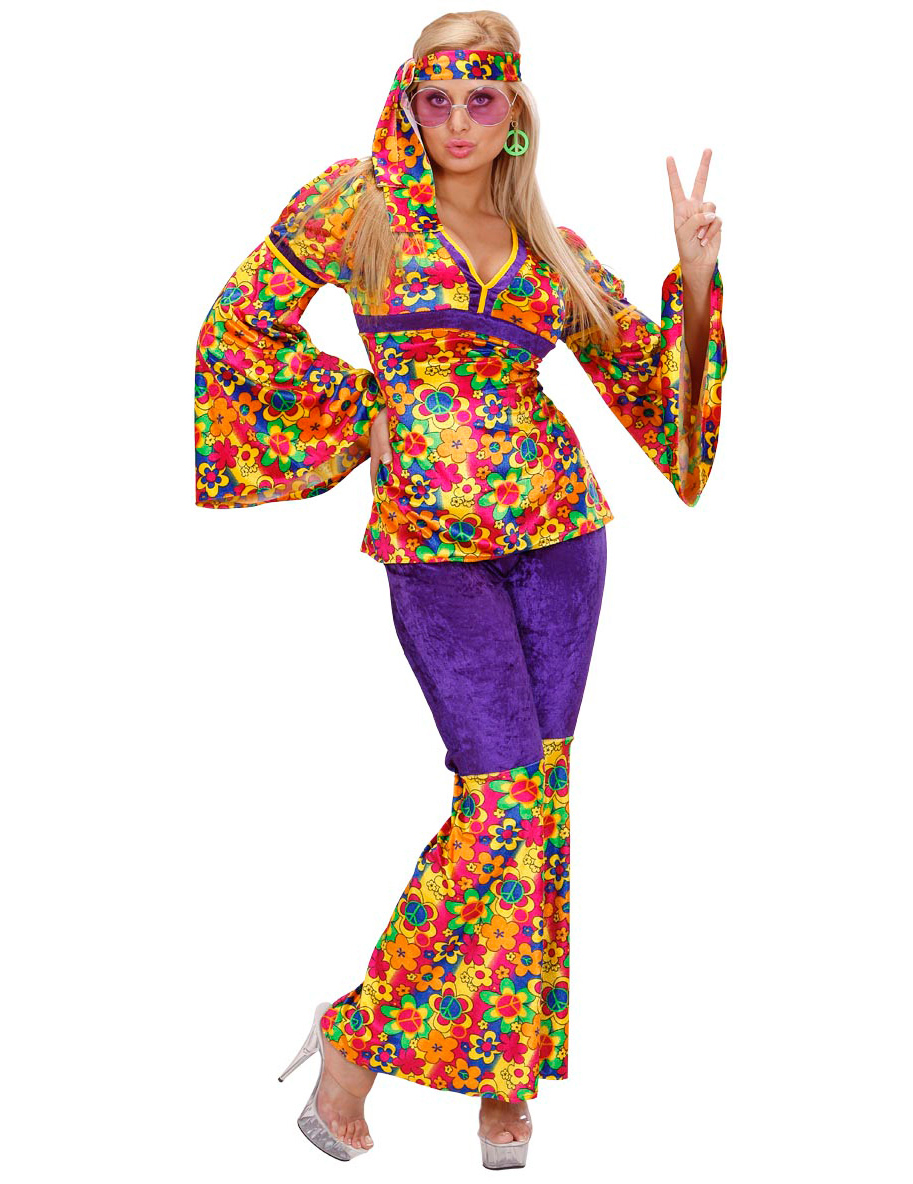 Déguisement hippie motif fleuris femme