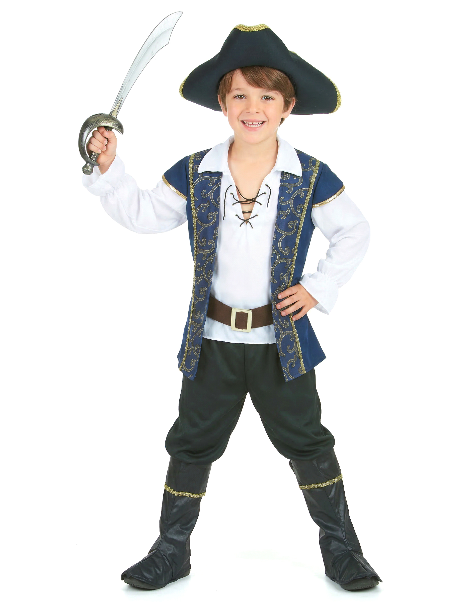 Déguisement pirate bleu et blanc garçon