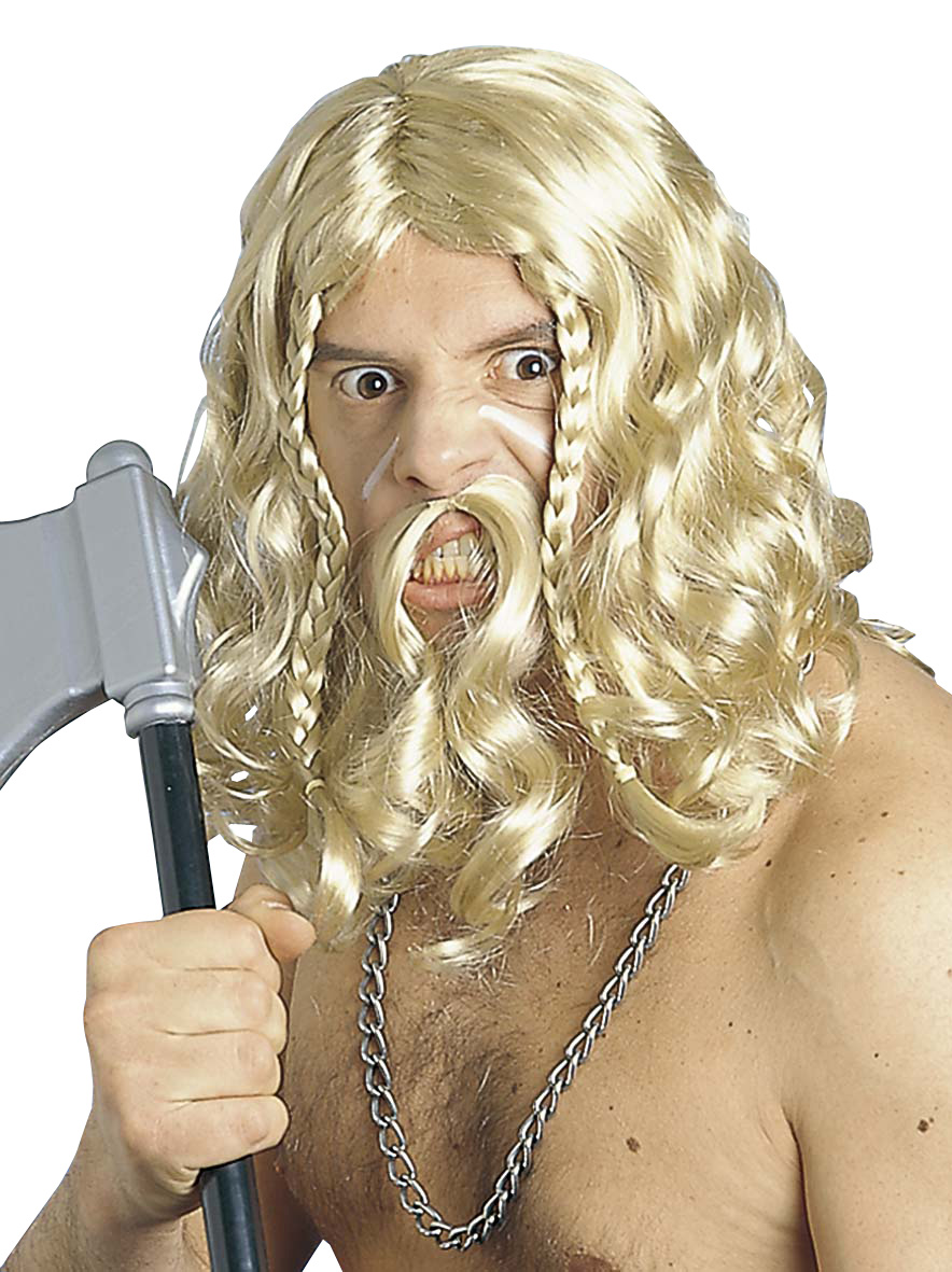 Perruque et moustache viking homme